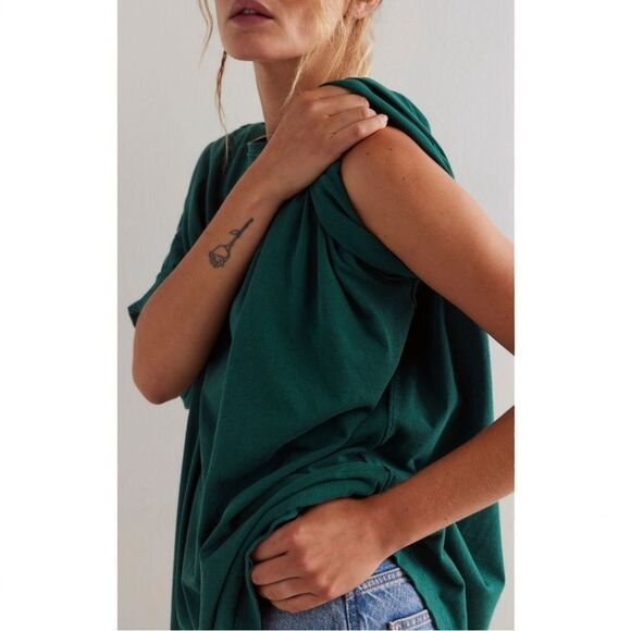 Free People We The Free Devon Tee Rain Forest Green - Picture 4 of 15